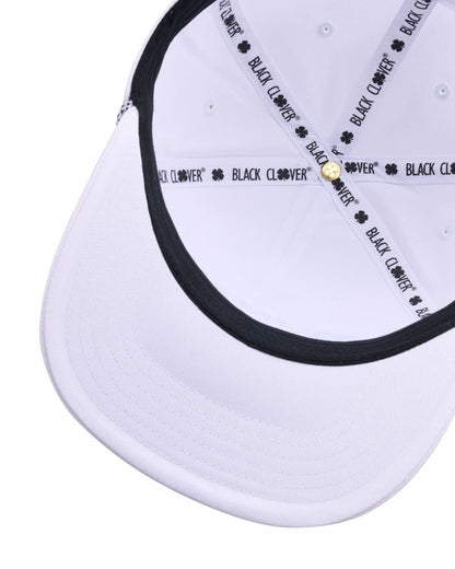 Black Clover Vintage White Golf Snapback Hat with Clover Logo