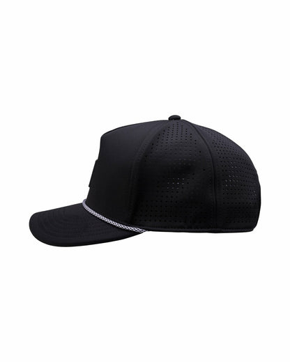 Black Clover Trendy Unisex Black Summer Rope Snapback Hat with Clover Patch
