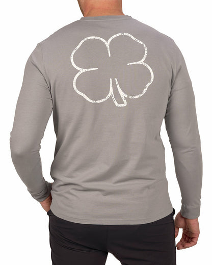Black Clover Retro Long-Sleeved Light Grey Graphic T-Shirt