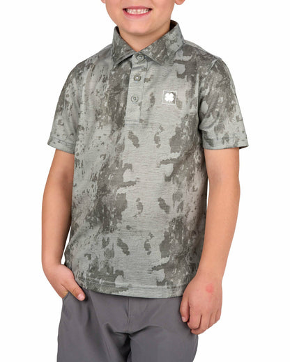 Black Clover Kids' Tone-on-Tone Green Print Polo for Golf or Play