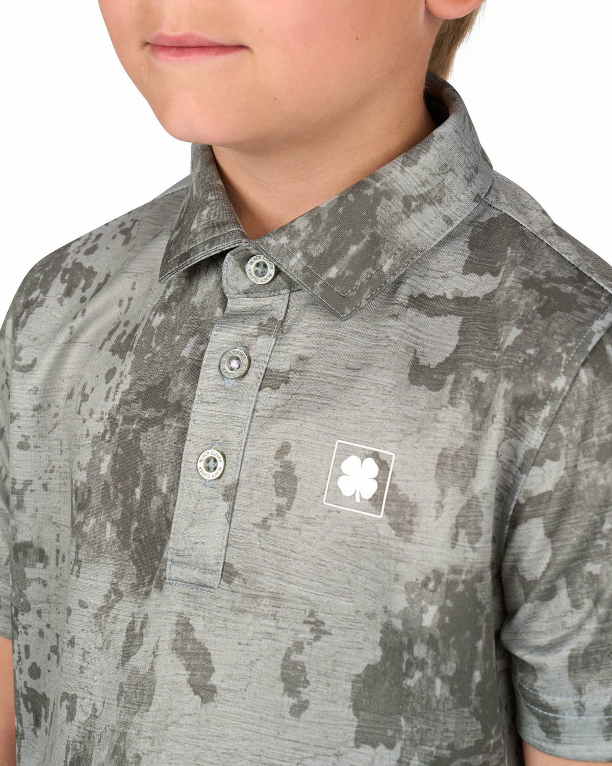 Black Clover Kids' Tone-on-Tone Green Print Polo for Golf or Play