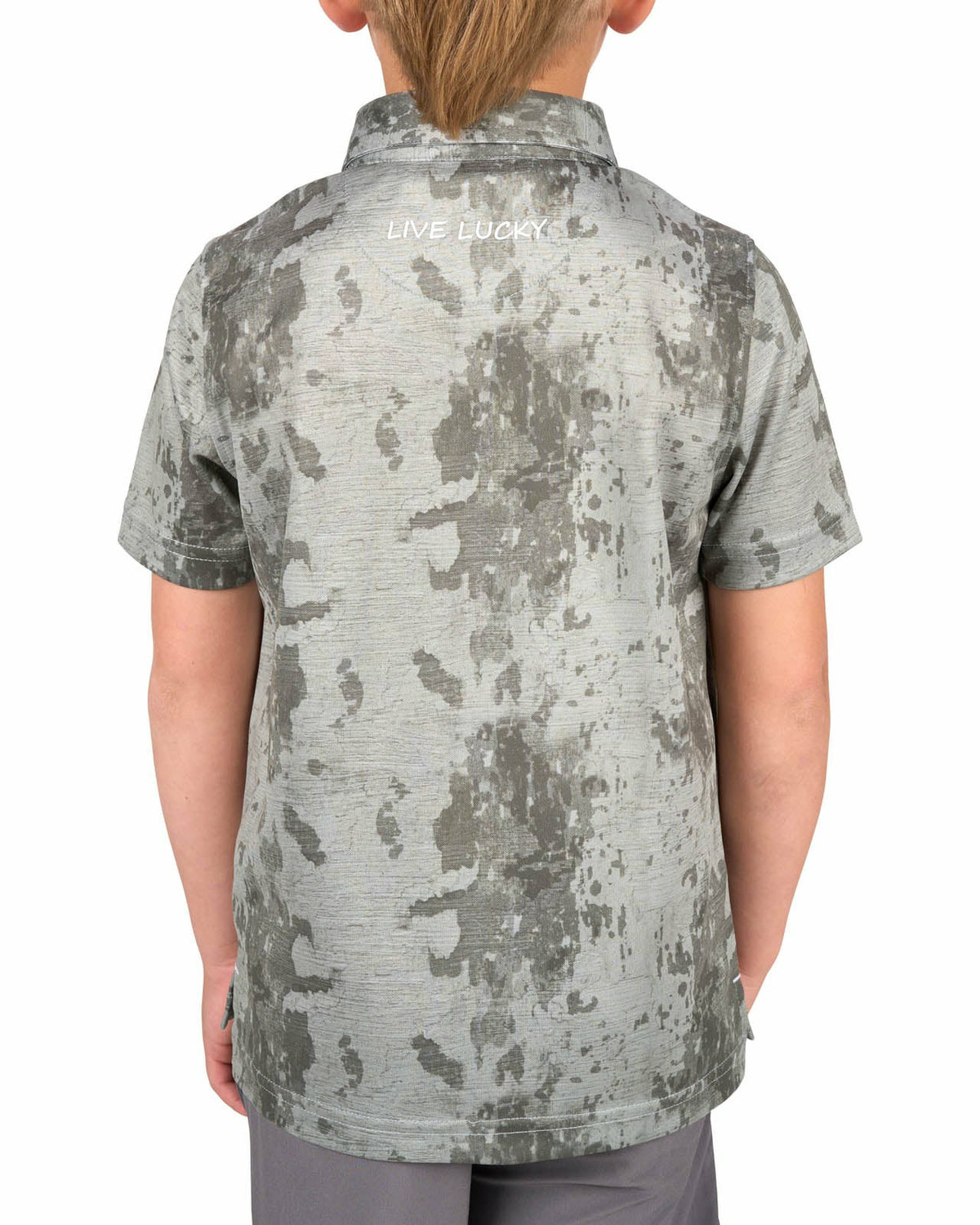 Black Clover Kids' Tone-on-Tone Green Print Polo for Golf or Play