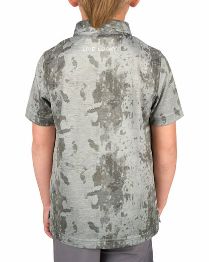 Black Clover Kids' Tone-on-Tone Green Print Polo for Golf or Play