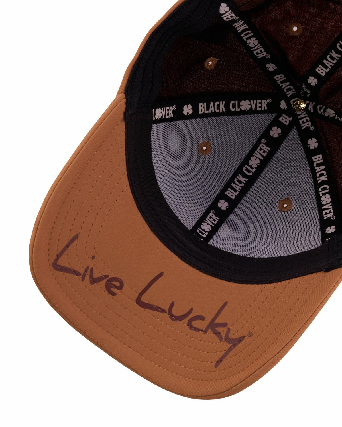 Black Clover White and Brown Premium Clover Hat for Golf and Lifestyle