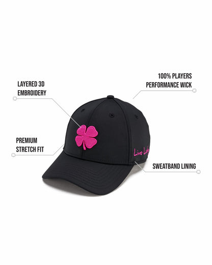 Black Clover Bright Pink and Black Premium Clover Hat for Golf and Lifestyle