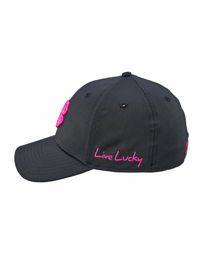 Black Clover Bright Pink and Black Premium Clover Hat for Golf and Lifestyle