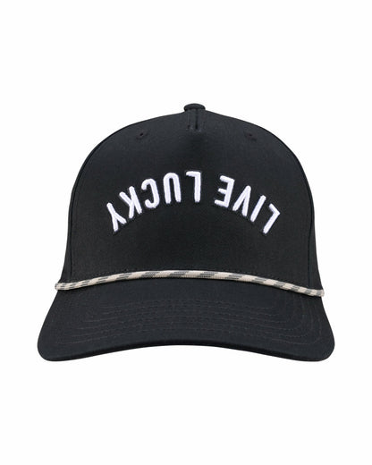 Black Clover Trendy Vintage-Inspired Black Hat with Rope Brim