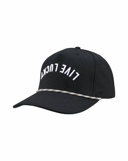 Black Clover Trendy Vintage-Inspired Black Hat with Rope Brim