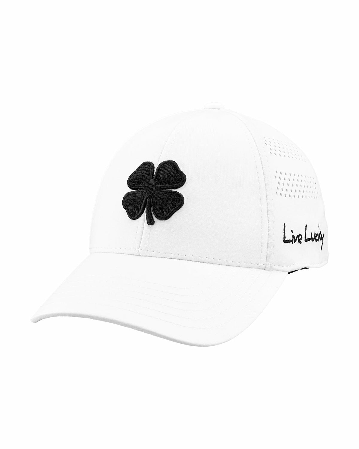 Black Clover White Breathable Golf Hat with Comfortable Memory Foam