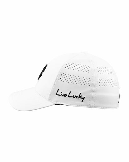 Black Clover White Breathable Golf Hat with Comfortable Memory Foam