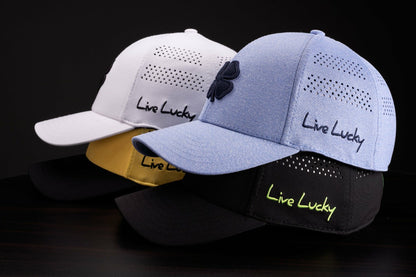 Black Clover White Breathable Golf Hat with Comfortable Memory Foam