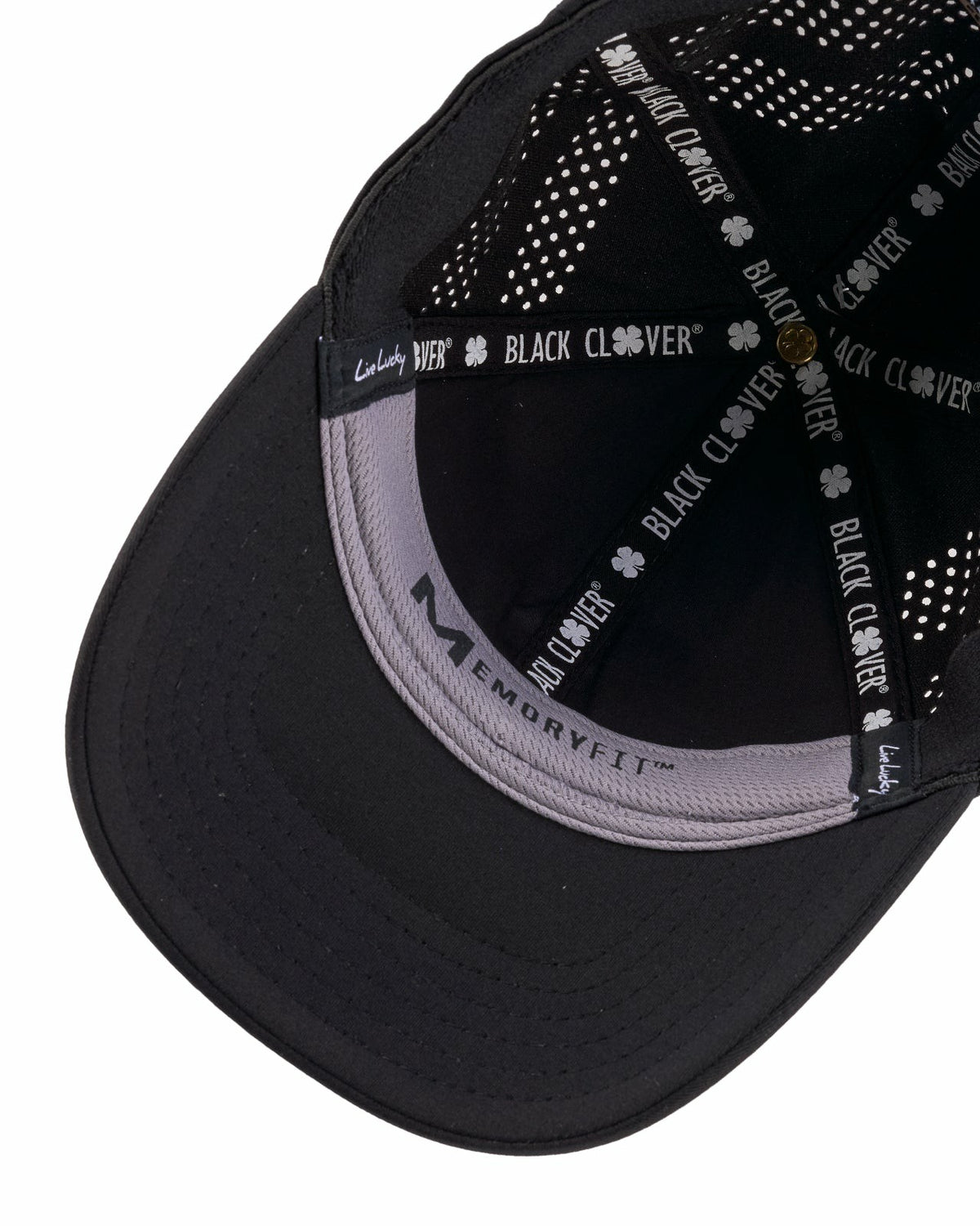 Black Clover Black Breathable Golf Hat with Comfortable Memory Foam