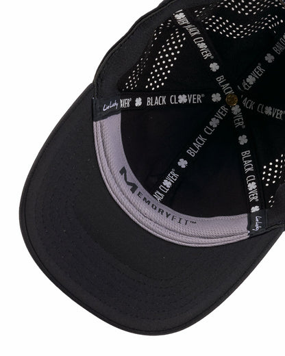 Black Clover Black Breathable Golf Hat with Comfortable Memory Foam