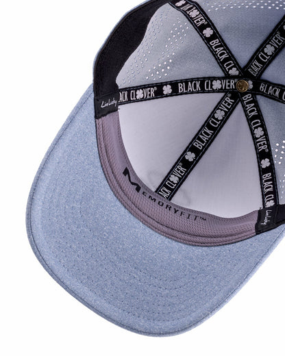 Black Clover Light Blue Breathable Golf Hat with Comfortable Memory Foam