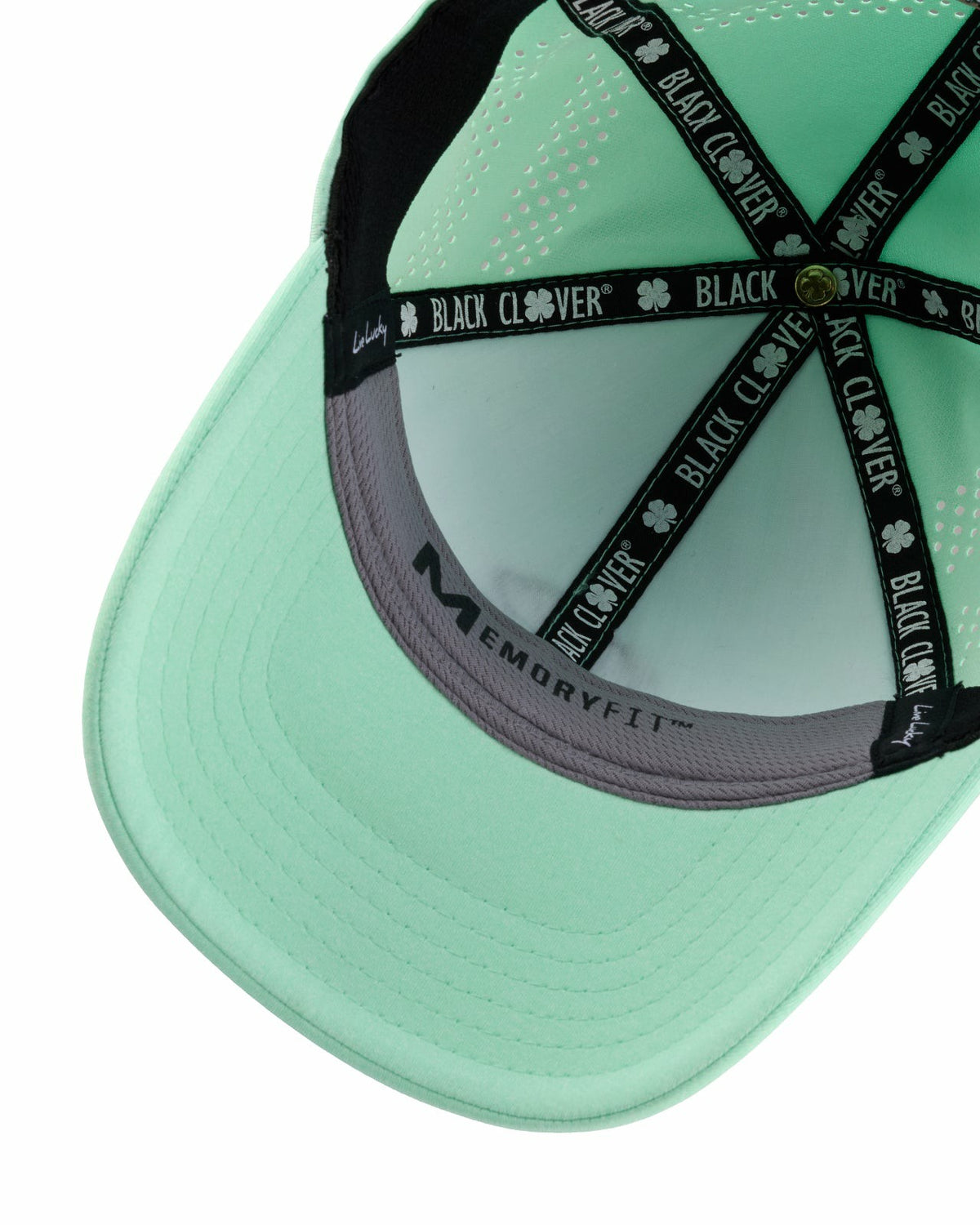 Black Clover Light Green Breathable Golf Hat with Comfortable Memory Foam