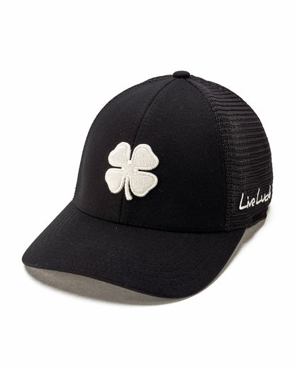 Black Clover White and Black Mesh Golf Hat with Clover Logo