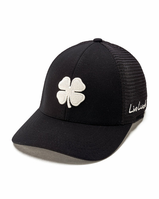 Black Clover White and Black Mesh Golf Hat with Clover Logo