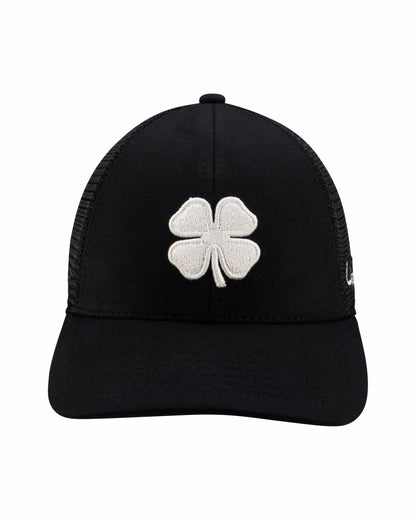 Black Clover White and Black Mesh Golf Hat with Clover Logo