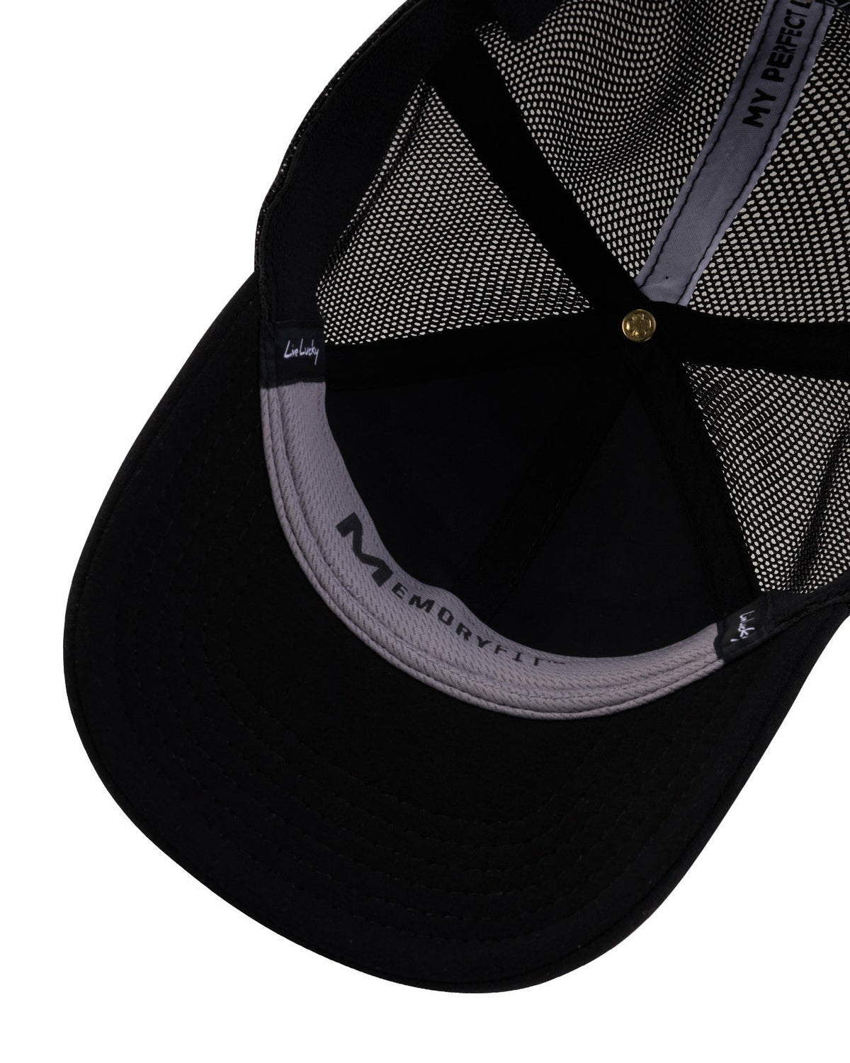 Black Clover White and Black Mesh Golf Hat with Clover Logo
