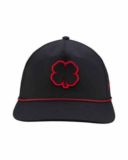 Black Clover Kids' Black Summer Rope Hat with Neon Red Clover Logo