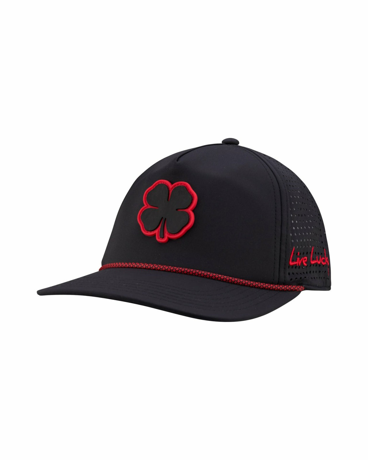 Black Clover Kids' Black Summer Rope Hat with Neon Red Clover Logo