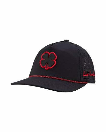 Black Clover Kids' Black Summer Rope Hat with Neon Red Clover Logo