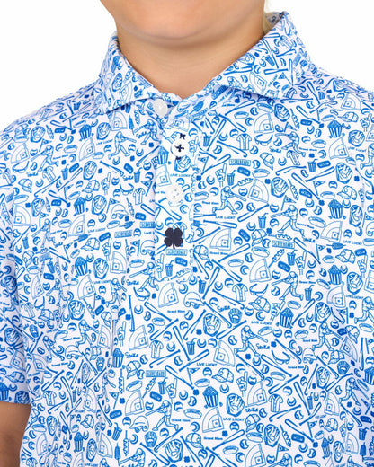Black Clover Playful Kids' Baseball Themed Blue Polo