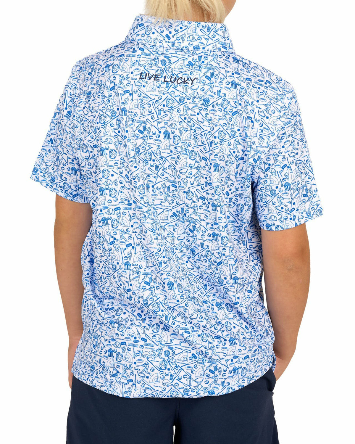 Black Clover Playful Kids' Baseball Themed Blue Polo
