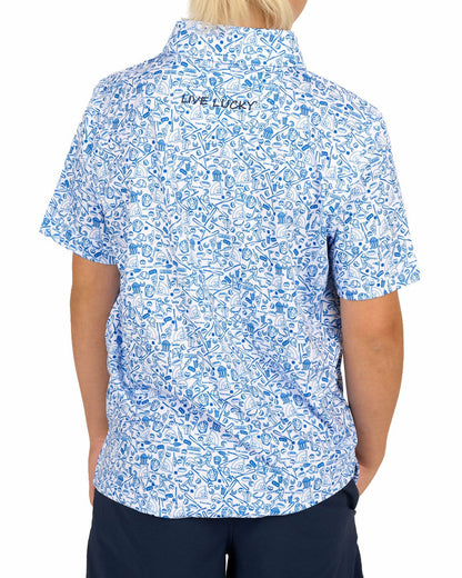 Black Clover Playful Kids' Baseball Themed Blue Polo