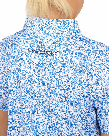 Black Clover Playful Kids' Baseball Themed Blue Polo