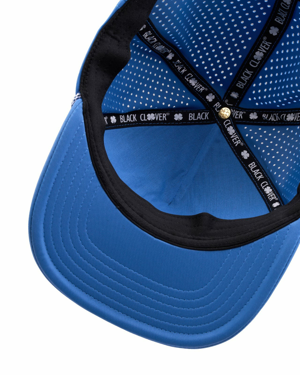 Black Clover Perforated Blue Golf Hat with Chrome Clover and Rope