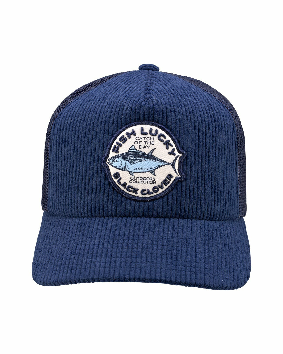 Black Clover Adjustable Navy Blue Mesh Hat for Golf and Fishing