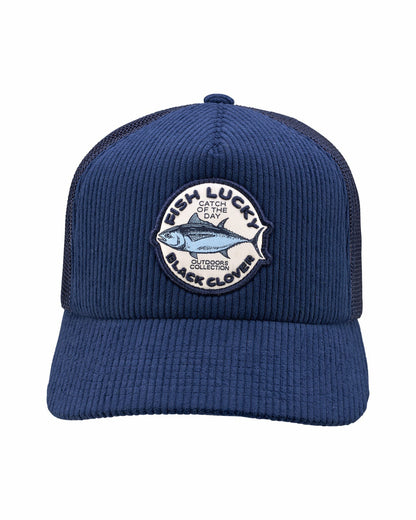 Black Clover Adjustable Navy Blue Mesh Hat for Golf and Fishing