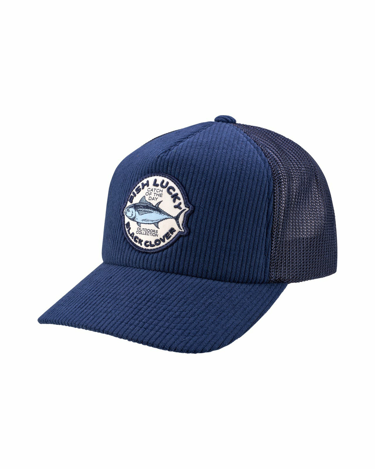 Black Clover Adjustable Navy Blue Mesh Hat for Golf and Fishing