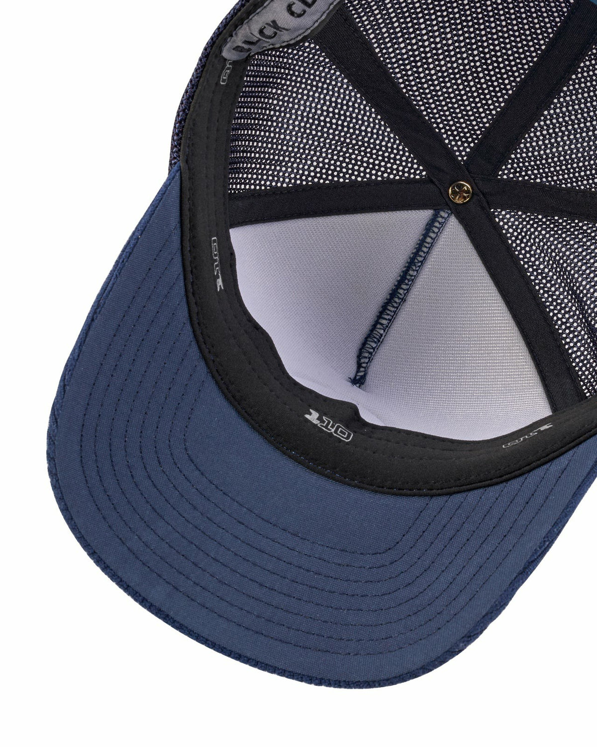 Black Clover Adjustable Navy Blue Mesh Hat for Golf and Fishing