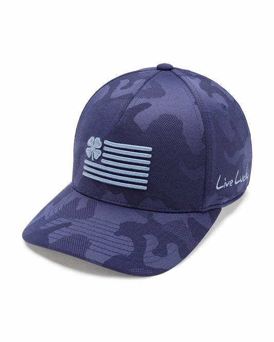 Black Clover Unisex Adjustable Blue USA Flag Patriotic Hat with Camo