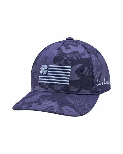 Black Clover Unisex Adjustable Blue USA Flag Patriotic Hat with Camo