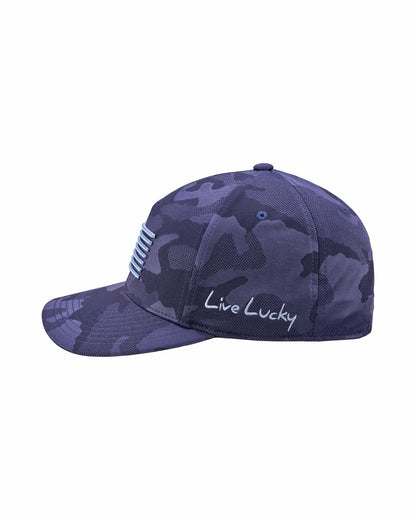 Black Clover Unisex Adjustable Blue USA Flag Patriotic Hat with Camo