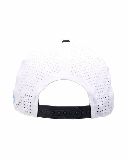 Black Clover Light Blue and Black Perforated Golf Hat with White Clover