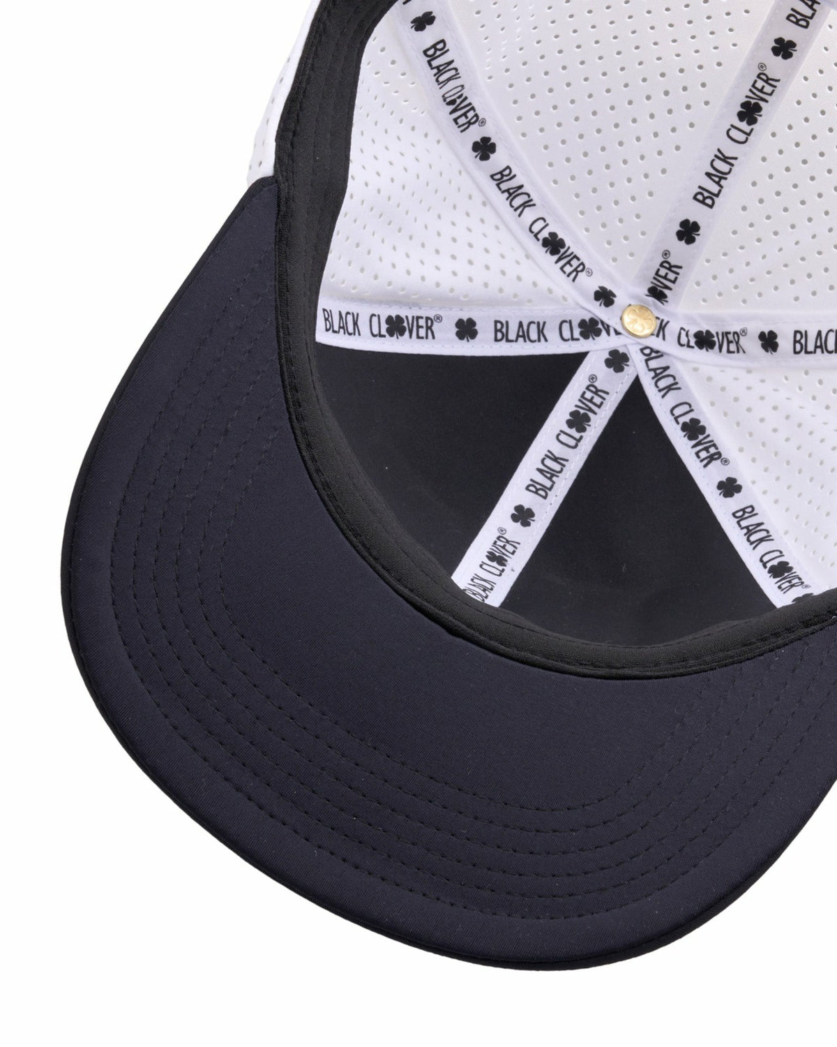 Black Clover Light Blue and Black Perforated Golf Hat with White Clover