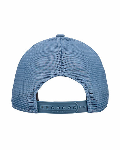 Black Clover Blue Adjustable Hat with Mesh Back and White Embroidered Clover