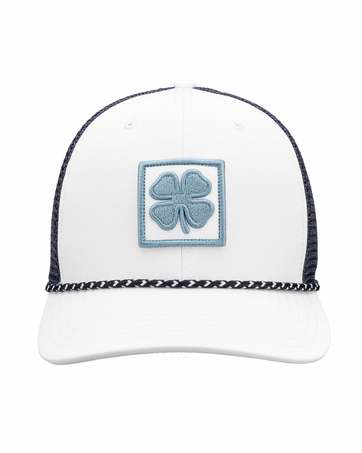 Black Clover White and Blue Mesh Golf Hat with Clover Icon