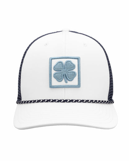 Black Clover White and Blue Mesh Golf Hat with Clover Icon