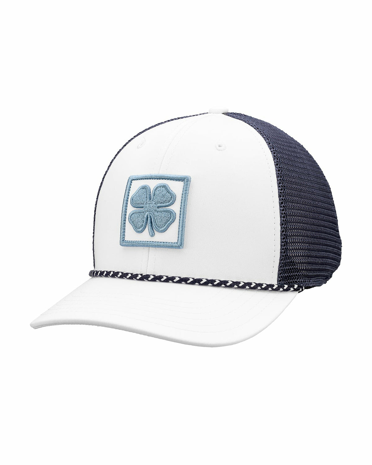 Black Clover White and Blue Mesh Golf Hat with Clover Icon