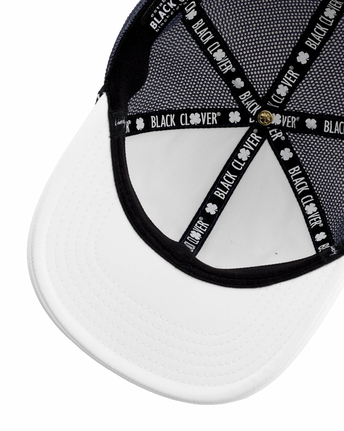 Black Clover White and Blue Mesh Golf Hat with Clover Icon