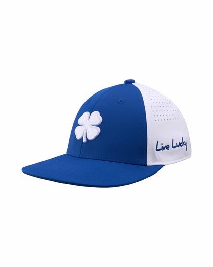 Black Clover Blue and White Perforated Golf Hat with Clover