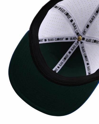 Black Clover Blue and White Perforated Golf Hat with Clover