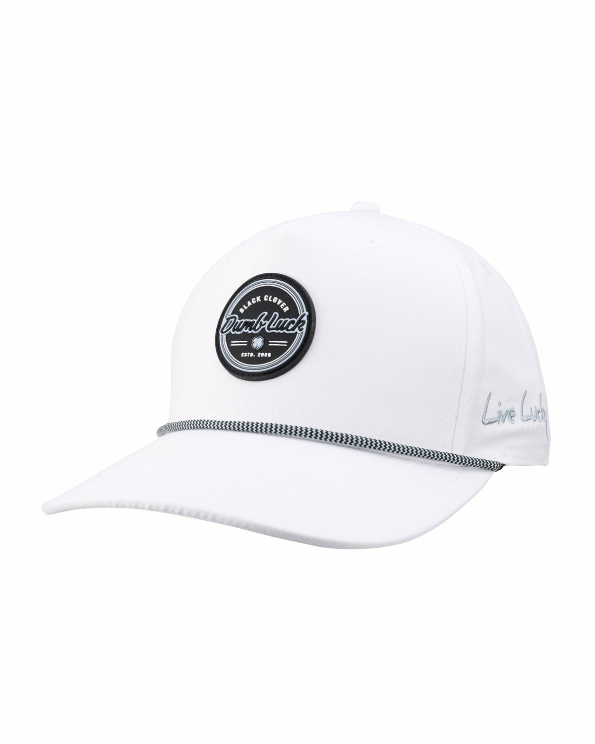 Black Clover White Lifestyle Golf Hat with Patch and Rope