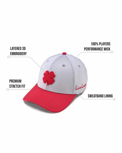 Black Clover Silver and Red Premium Clover Hat for Golf and Lifestyle