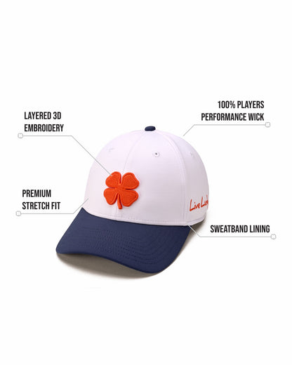 Black Clover White and Navy Blue Premium Clover Hat For Golf and Lifestyle